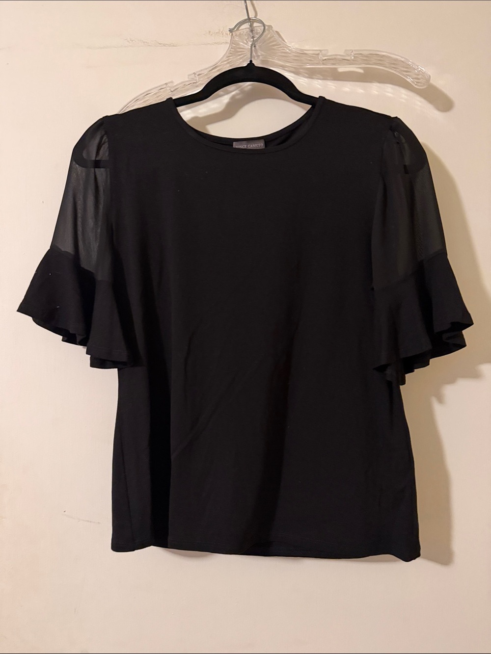 Vince Camuto Black Ruffle Sleeve Blouse
